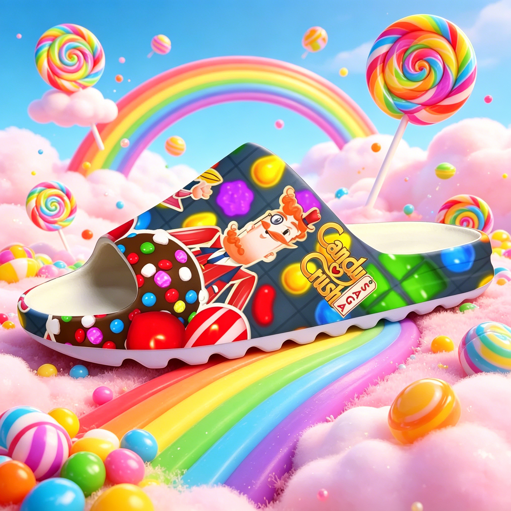 Men'S Shoes Yeezy - Candy Crush Printed Yeezy Style Slides,