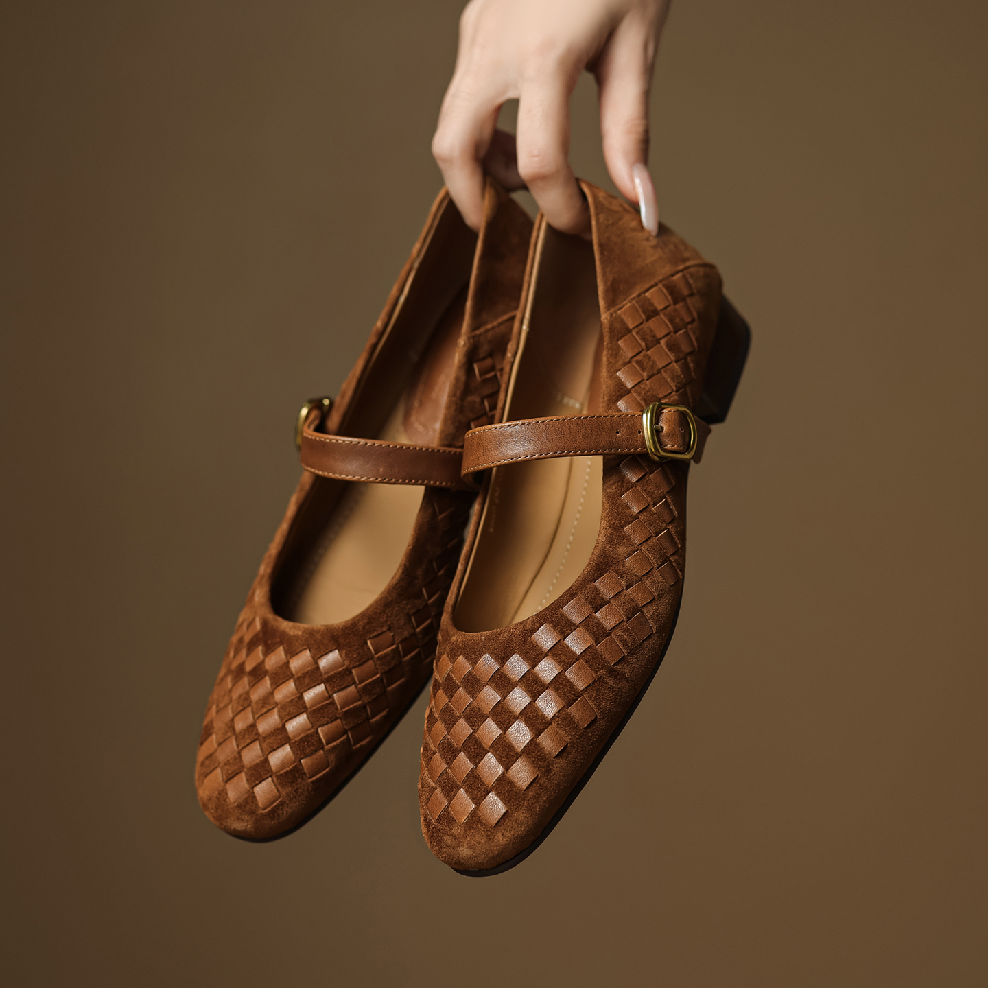 Men Shoes Elegant - Handmade Genuine Woven Texture Low heels